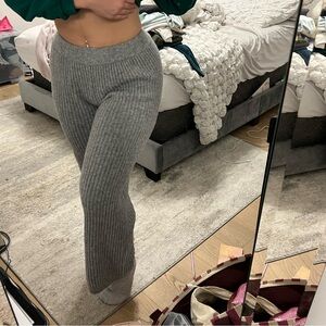 Zara Gray Ribbed Knit Pants